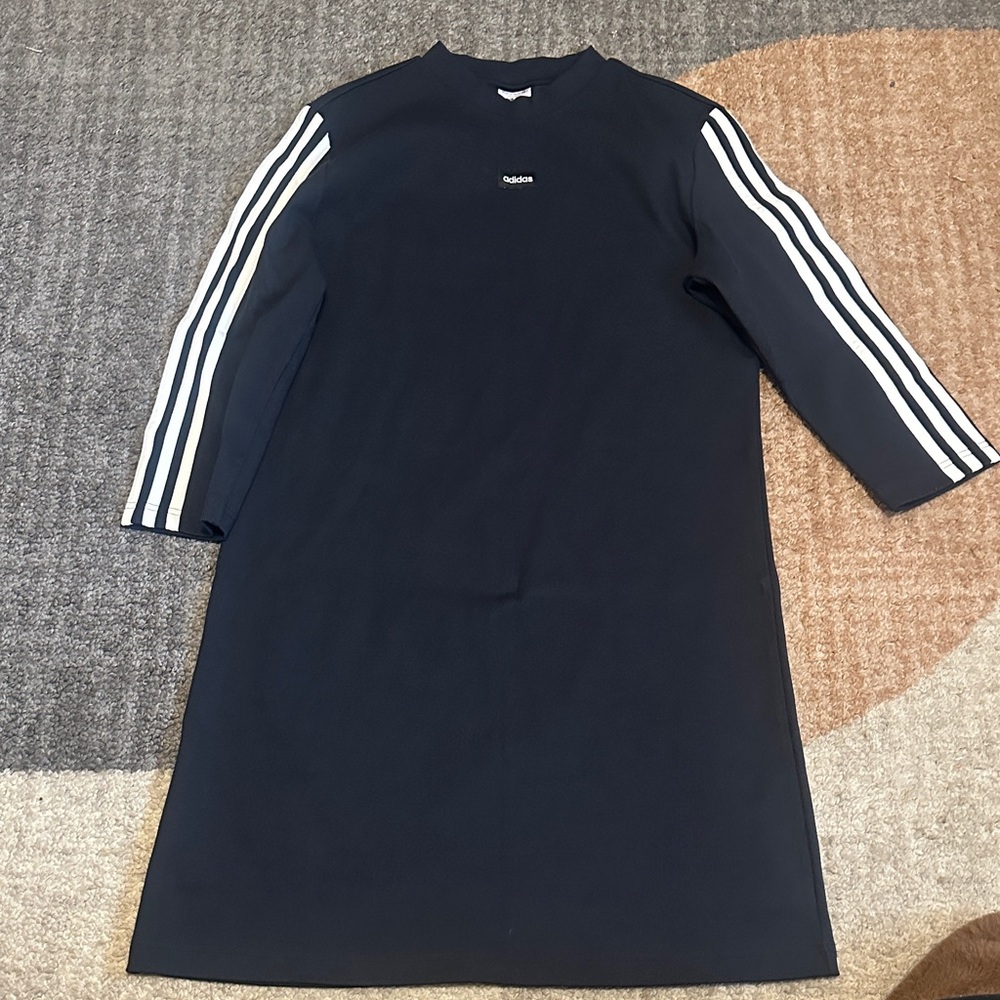Adidas BlackDress with White Sleeve Stripes
